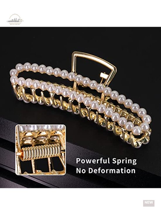 Large Pearl Hair Clips - 4.5 in Zinc Alloy Banana Claw Clips for Thick Hair,